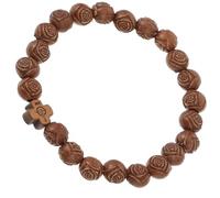GLSTOY Pulsera Cruzada de Cuentas Color Café Imitación Madera Cruz para Hombre y Mujer, Joyería Religiosa Ligera y Cómoda, Accesorio Católico para Uso Diario y Ocasiones Obsequios