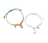 GLSTOY Pulseras de Hechas a Mano, 2 Piezas Ajustables de Hilo Trenzado Dijes de Conejo y Zanahoria, Pulseras de Muñeca para Mujer y Hombre, Joyas Casuales para Amistad y Uso Diario