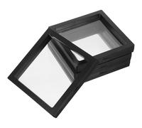 GLSTOY Soporte Transparente para Exhibición de Joyas 4 Piezas Película Pe Flotante Cuadrada 14x14 Cm Negro para Vitrina Expositora y Estuche para Anillos