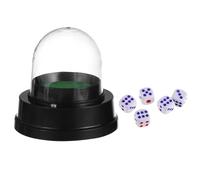 GLSTOY Vaso de Dados Eléctrico Negro para Juegos de Fiesta con 5 Dados Incluidos Cubilete Compacto y Transparente sin Batería Suministros para Juegos de Mesa y Bar