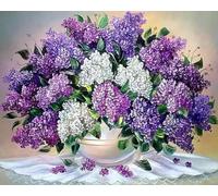 GLTEYACO 5D Diamond Painting Kit Flores moradas Cuadros Artísticos en Lienzo Kit de Arte de Cristal para Adultos y Niños, Decoración de Pared 40x50 cm