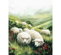 GLTEYACO 5D Diamond Painting Kit Ovejas en el prado Cuadros Artísticos en Lienzo Kit de Arte de Cristal para Adultos y Niños, Decoración de Pared 40x50 cm