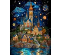 GLTEYACO Kit de pintura de diamantes 5D Castillo de cuento de hadas DIY redondo diamante Cristal pedrería Diamond Art para Casa Decor 40x50 cm