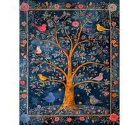 GLTEYACO Kit de Punto de Cruz Bordado árbol de la vida pájaro DIY adultos principiantes Estampado Kit 11CT Lienzo preimpreso Decoración hogareña 40×50cm