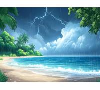 GLTEYACO Kit de Punto de Cruz Bordado Playa durante una tormenta DIY adultos principiantes Estampado Kit 11CT Lienzo preimpreso Decoración hogareña 40×50cm