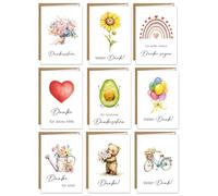 GluckGeschenk 10 tarjetas de agradecimiento, tarjetas de agradecimiento con sobre, tarjetas de agradecimiento de alta calidad, bodas, tarjetas de despedida, colega, tarjetas de agradecimiento, regalos