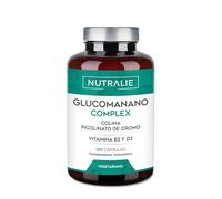 Glucomanano 3000mg Complex Ayuda a Adelgazar con Dieta Baja en Calorías - Colina, Cromo Picolinato, Vitaminas B3 y D - Mujer y Hombre - 120 Cápsulas Vegetales Glucomannan Complex Nutralie