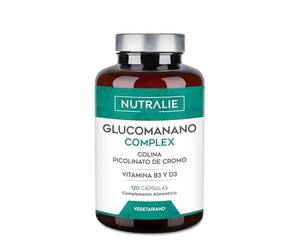 Glucomanano 3000mg Complex Ayuda a Adelgazar con Dieta Baja en Calorías - Colina, Cromo Picolinato, Vitaminas B3 y D - Mujer y Hombre - 120 Cápsulas Vegetales Glucomannan Complex Nutralie