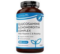 Glucosamina Condroitina Complejo con Vitamina C Cúrcuma Jengibre y Rosa Silvestre, 180 Cápsulas para 6 Meses - Suplementos Vitaminicos, Complementos alimenticios de Nutravita