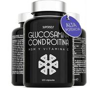 Glucosamina Condroitina MSM - Suplemento para Articulaciones, Huesos y Formación de Colágeno - Complejo 1720mg con Glucosamina, Condroitina, MSM y Vitamina C - 120 Cápsulas - Alta Potencia - SuperSelf