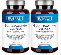 Glucosamina Condroitina y MSM Colágeno con Ácido Hialurónico, Boswelia, Selenio y Zinc - 120 Comprimidos Glucosamin Complex Nutralie (Paquete de 2)