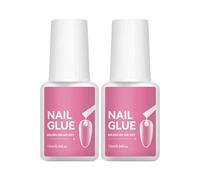 Glue de punta de uñas-Falso de fuerza profesional Adhesivo, 2 botellas Fórmula de secado instantáneo para manicuras duraderas | Kit de aplicaciones artificiales uso en el hogar, viajes, regalos, princ