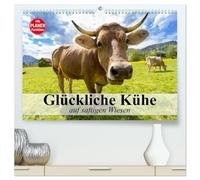 Glückliche Kühe auf saftigen Wiesen (hochwertiger Premium Wandkalender 2026 DIN A2 quer), Kunstdruck in Hochglanz: Kühe, die das Leben genießen dürfen