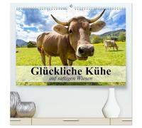 Glückliche Kühe auf saftigen Wiesen (hochwertiger Premium Wandkalender 2026 DIN A2 quer), Kunstdruck in Hochglanz: Kühe, die das Leben genießen dürfen