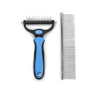 GLÜCKPET Cepillo para Perro, Elimina el Pelo Muerto, Desenreda Nudos, Azul, con Peine, Certificado CE