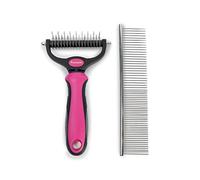 GLÜCKPET Cepillo para Perro, Elimina el Pelo Muerto, Desenreda Nudos, Rosa, con Peine, Certificado CE