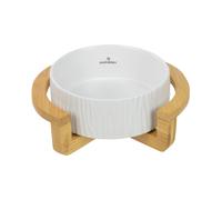 Glückpet Comedero de Cerámica para Gatos con Base de Bambú 400ml Glückpet