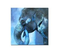 Glücksvilla - Mein Freund der Elefant 2 - (Acrylglas-Bild 5 mm, 120 x 120 cm) aus DE - Kunstdruck XXL Deko Wandbild Quadrat - Wildnis África Naturaleza Animal Azul