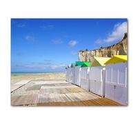 Glücksvilla Mural de casa de playa en Normandía 8 (cristal acrílico de 4 mm + revestimiento de cristal, 100 x 80 cm), impresión artística de Francia, mar marítimo de Bretaña