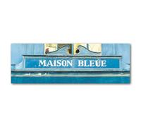 Glücksvilla - Nombre de la imagen - Div. Dimensiones (cuadro en lienzo 2 cm, 90 x 30 cm) de DE - Impresión XXL - Cuadro decorativo horizontal - Casa azul madera Bretaña Francia