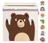 GLÜCKSWOLKE Caja Juguetes Almacenaje - 15 Motivos I Baules Infantiles I Cubos Organizador (33x33x33) Cuarto de Niños I Contenedor Habitacion Niñas I Cesto Dormitorio Bebe (Oso)