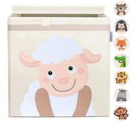 GLÜCKSWOLKE Cajas Almacenaje Infantil - 15 Motivos I Baúl Juguetes I Cubo Organizador (33x33x33) Cuarto de Niños I Contenedor Habitacion Niñas I Cesto Dormitorio Bebe I Animales de granja (Oveja)