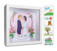 GLÜCKSWOLKE - Hucha Boda I Mr & Mrs Decoracion I Regalo de Bodas I Boda I 3D Marco de Fotos Grande I Wedding Fund I Regalar Dinero para Viaje Pareja I Regalos para Novios