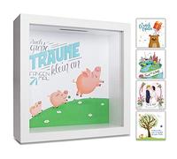 GLÜCKSWOLKE - Hucha con diseño de Cerdito I Marco de Fotos 3D para Rellenar I Regalo de Dinero para Coche, casa, cumpleaños, Hucha como Caja de café, Caja de Dinero para Beber I Regalo de Piggy Bank