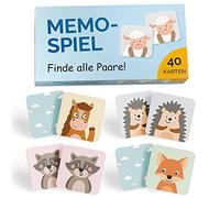 GLÜCKSWOLKE - Memo I Puzzle de Memoria I Juegos Educativos Montessori I 40 Tarjetas con Motivos de Animales I Juguetes I Idea de Regalo para Niños de 2 3 4 5 6 años