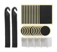 Glueless Bike Tire Patches Kit de reparación autoadhesivo con rallador y palanca de neumáticos para bicicletas tubo interior reparación de emergencia 30 piezas espuma plástico caja de almacenamiento