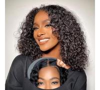 Glueless Wig Deep Wave Lace Front Wig Human Hair 180% Density 4X4 Transparent Lace Closure Wigs for Black Women Wear and Go Glueless Wigs Pre Plucked Natural Color (16 Inch)