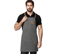 Glugahrif Delantal de Trabajo, Delantal de Peluquería, Con 3 Bolsillos Y Bolsa Resistente A Las Manchas De Lona Para Restaurante Jardinería Salón Taller Hornear Barbacoa Cocina Y Cerámica, gris, Siehe