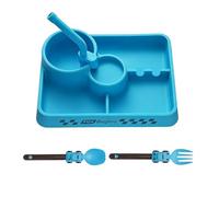 Glugahrif - Kit de comida infantil lavable, lavable y portátil, cubiertos LED para diversificación alimentaria - Plato compartimentado y cuenco | Para casa, escuela, viajes, cumpleaños, niños y niñas