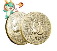 Glugahrif Monedas de Metal | Monedas Chinas de Doble Cara para el año de 2024 | Conmemorativa Tradicional China para el próximo año Nuevo, Dorado, Ver descripción, Ver descripción