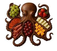 Glugahrif Plato de cena | Plato para servir - Tabla de cena en forma de pulpo para amantes de los mariscos, socializar, picnic, queso, carne, fruta, mesa al aire libre, mesa de comedor de cocina