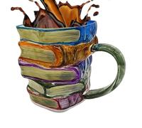 Glugahrif Taza de café de , diseño de libros impresos en 3D, pieza de colección e idea de regalo para té, leche y agua, para estudiantes, mujeres, hombres y entusiastas de la literatura