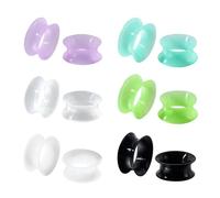 Glupez 6 dilatadores de oreja de silicona suave, dilatadores de oreja, lóbulo estándar, lóbulo lóbulo, aurícula, lóbulo superior, tragus, piercing corporal, joyería 8G-3/4, 2G(6MM), Silicona, No es