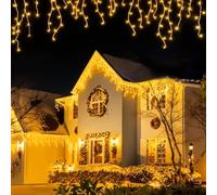 GLUROO Guirnaldas Luces Exterior, 20M 640 LEDs Impermeable Guirnaldas Carámbano Luces con 8 Modos de Control Remoto, Cadena Luces de Navidad para Alero Fiesta Jardín, Blanco Cálido