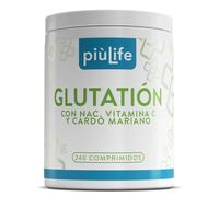 Glutation Reducido 240 Comprimidos PiùLife, Con Nac, Vitamina C Y Cardo Mariano, Suplemento Glutathione 250mg Por Dosis (2 Al Día), Potente Antioxidante, Detox, Sistema Inmunitario