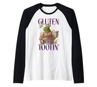Gluten Got Me Tootin Funny Sarcastic Gluten Frog Meme Celiac Camiseta Manga Raglan