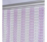 Gluwoer Cortina de Cadena de Aluminio 100 × 210cm Puerta Mosca Cadena Pantallas (Plata & Púrpura)