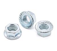 Glvaner - Tuercas hexagonales de brida dentada de 1/4"-20, acero al carbono, acabado chapado en zinc, tuercas hexagonales con cabezal de arandela de brida dentada, 50 unidades