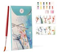 Glvomazty kit acuarela portatil, libros para colorear, livro colorir de acuarelas profesionales con pinceles y 12 colores para niños y adultos, Pintura de aquarel principiantes