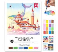 Glvomazty kit acuarela portatil, libros para colorear, livro colorir de acuarelas profesionales con pinceles y 12 colores para niños y adultos, Pintura de aquarel principiantes
