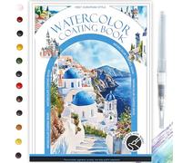 Glvomazty kit acuarela portatil, libros para colorear, livro colorir de acuarelas profesionales con pinceles y 12 colores para niños y adultos, Pintura de aquarel principiantes