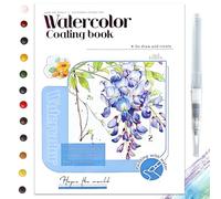Glvomazty Libro Para Colorear Adultos, Coloring Book For Adults 12 Colores, Libro-Magico-Agua con Pinceles, Anti Stress Kit Acuarela Portatil, Watercolor Workbook para Principiante