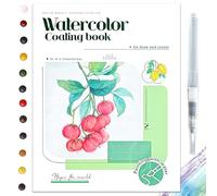 Glvomazty Libro Para Colorear Adultos, Coloring Book For Adults 12 Colores, Libro-Magico-Agua con Pinceles, Anti Stress Kit Acuarela Portatil, Watercolor Workbook para Principiante