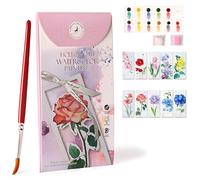 Glvomazty Libro Para Colorear Adultos, Coloring Book For Adults 12 Colores, Libro-Magico-Agua con Pinceles, Anti Stress Kit Acuarela Portatil, Watercolor Workbook para Principiante
