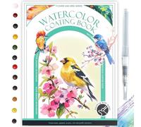 Glvomazty Libro Para Colorear Adultos, Coloring Book For Adults 12 Colores, Libro-Magico-Agua con Pinceles, Anti Stress Kit Acuarela Portatil, Watercolor Workbook para Principiante