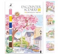 Glvomazty Libro Para Colorear Adultos, Coloring Book For Adults 16 Colores, Libro-Magico-Agua con Pinceles, Anti Stress Kit Acuarela Portatil, Watercolor Workbook para Principiante